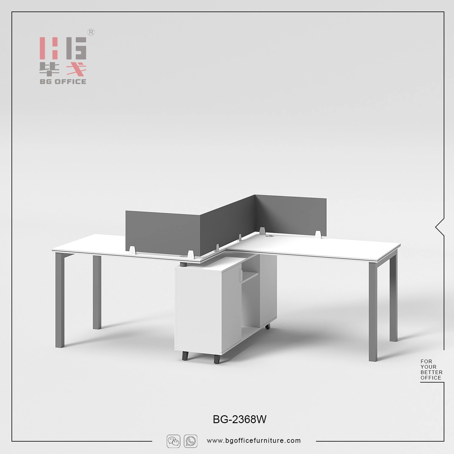 Modern Simple Steel Leg Office Partition Desk 2 Seat Workstation Wooden Table Furniture