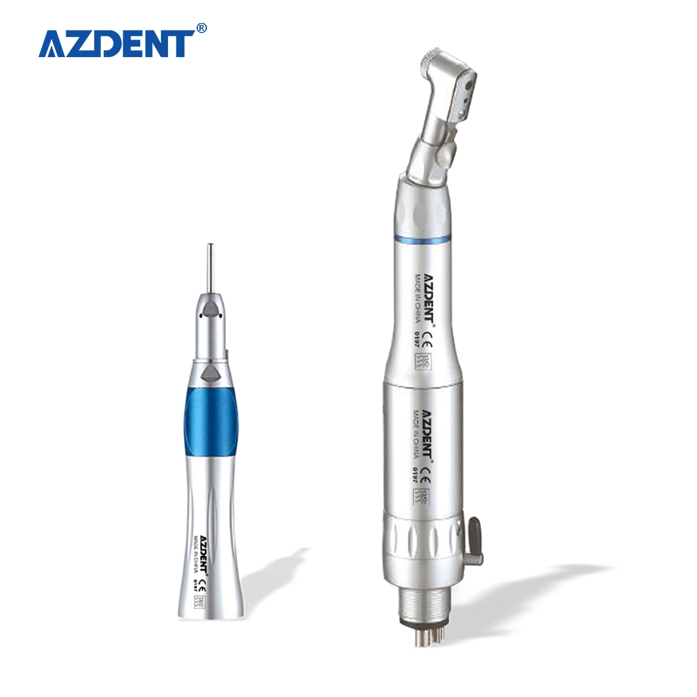 Azdent External Irrigation Low Speed Handpiece Kit with Straight/Contra Angle Handpiece 4 Holes Air Motor