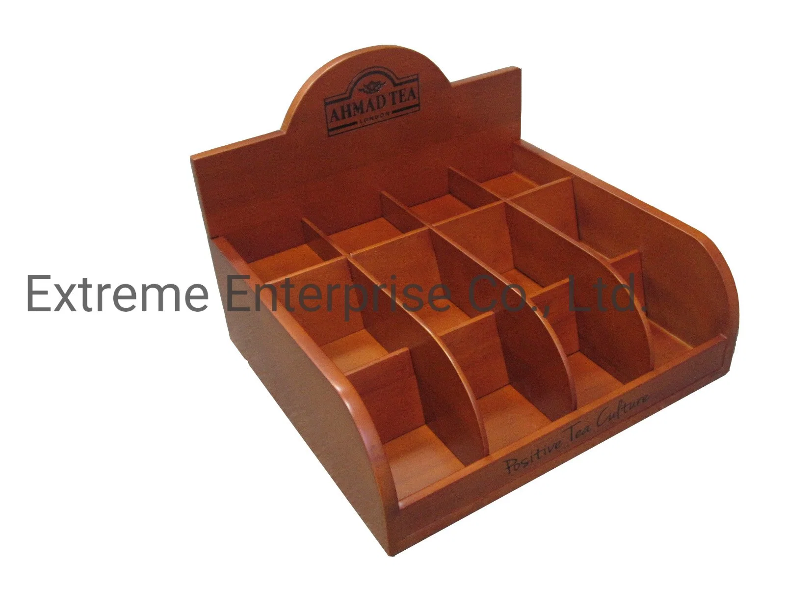 Mejores artesonados de madera dura de color marrón claro expositor de madera para té en las bolsas y bolsitas de té Caja de almacenamiento y organizador de pecho y el soporte con 12 compartimientos