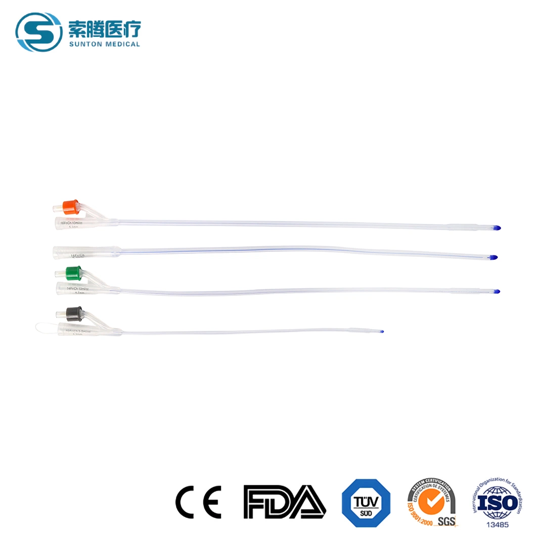 Sunton China Surgical Disposable 3-Way Latex Foley Catheter Factory Urine Removal Samples One-Stop Service Silicone Foley Catheter Balloon Inflation Amount