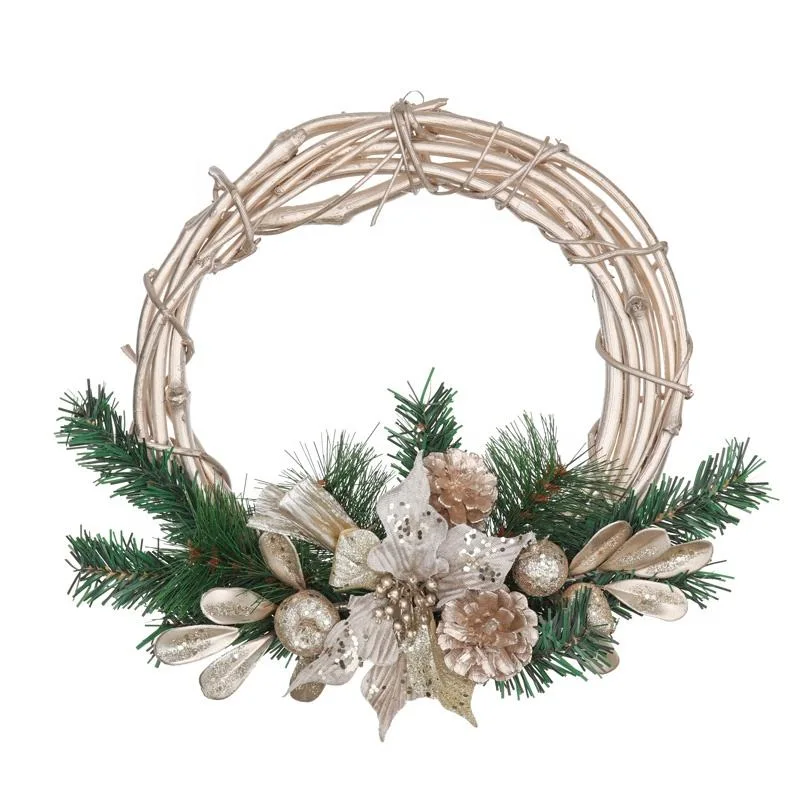 Mini cinta de pelo de madera Navidad Garland y Ratán de Navidad decoración Corona
