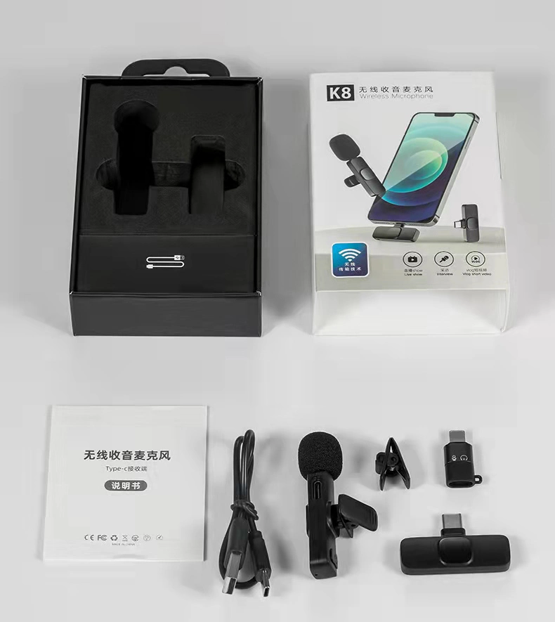 Wireless Microphone Plug-Play Microphone for USB-C Android Ios