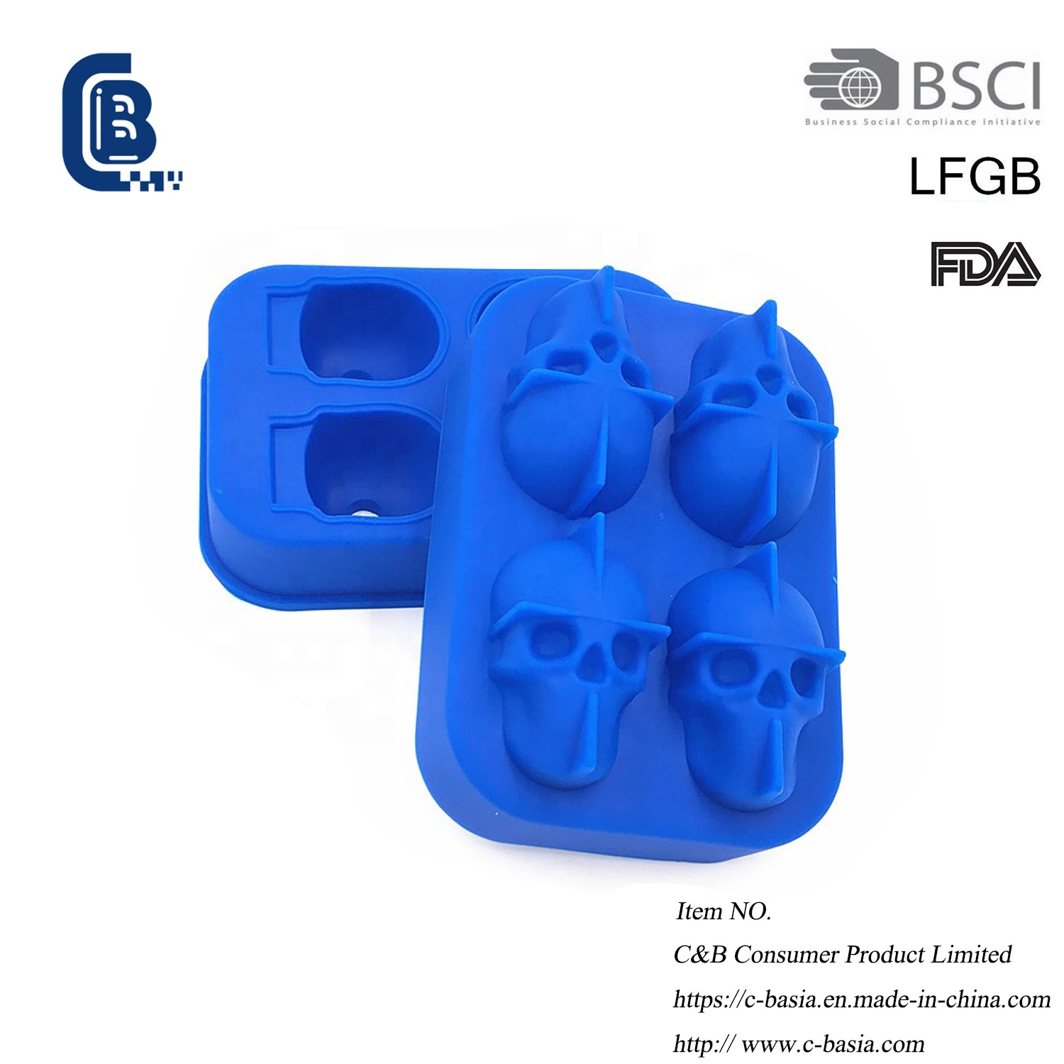 3D Skull Silicone Ice Cube Mold Tray Skulls Round Ice Cube Maker with Good Quality