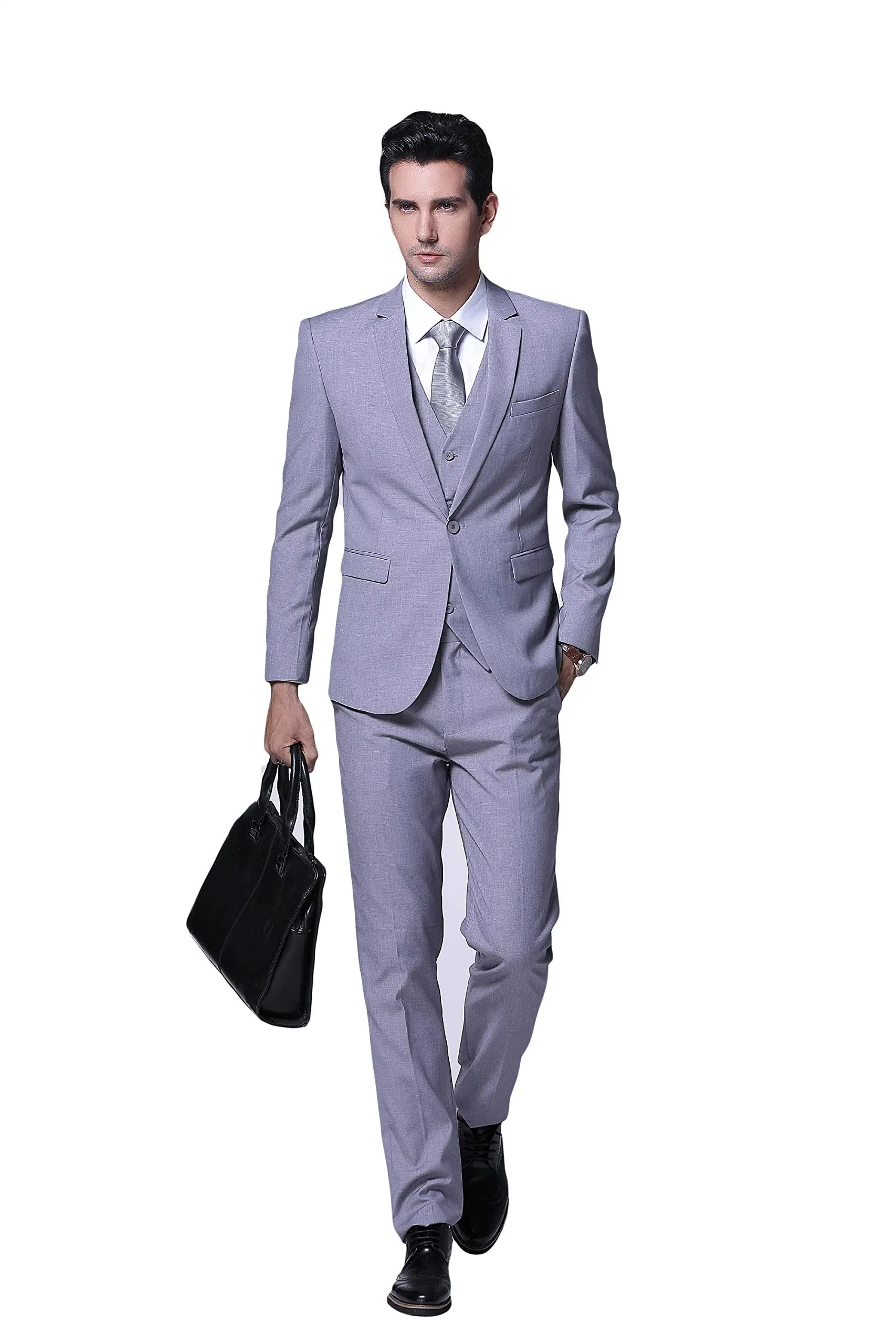 Mens Suits One Button Formal Slim Fit Solid Color Business Suit