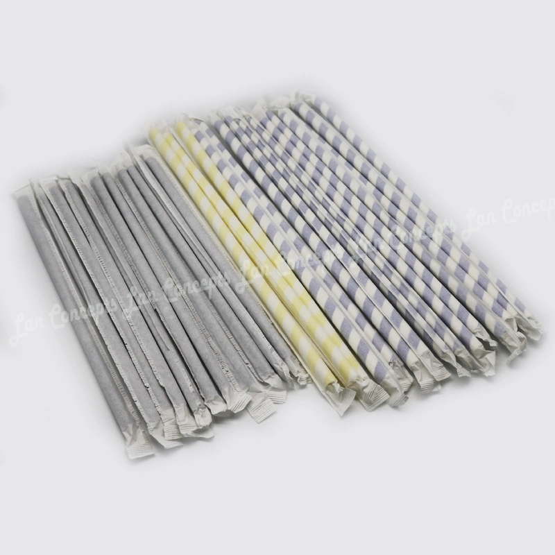 Individual Package Paper Drinking Straws Biodegradable Disposable Wedding Party Straw 6X197mm