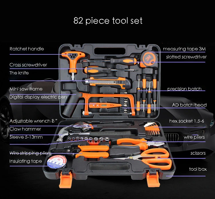 45 Pièce Boîte à outils multifonctionnelle Ensemble d'outils en acier au carbone Sr406-45