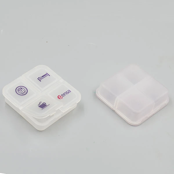 Customized Square Four Compartment Plastic Pill Box Container