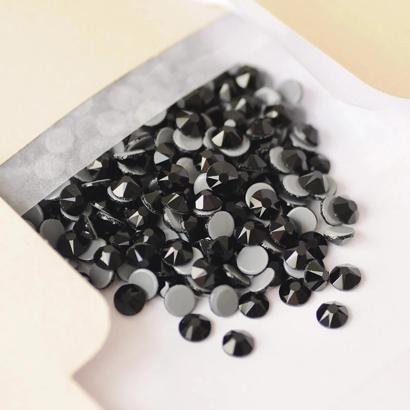 2088hf All Sizes Jet Glass Strass DIY Iron on Hot Fix Flat Back Hotfix Crystals Black Rhinestones for Dress