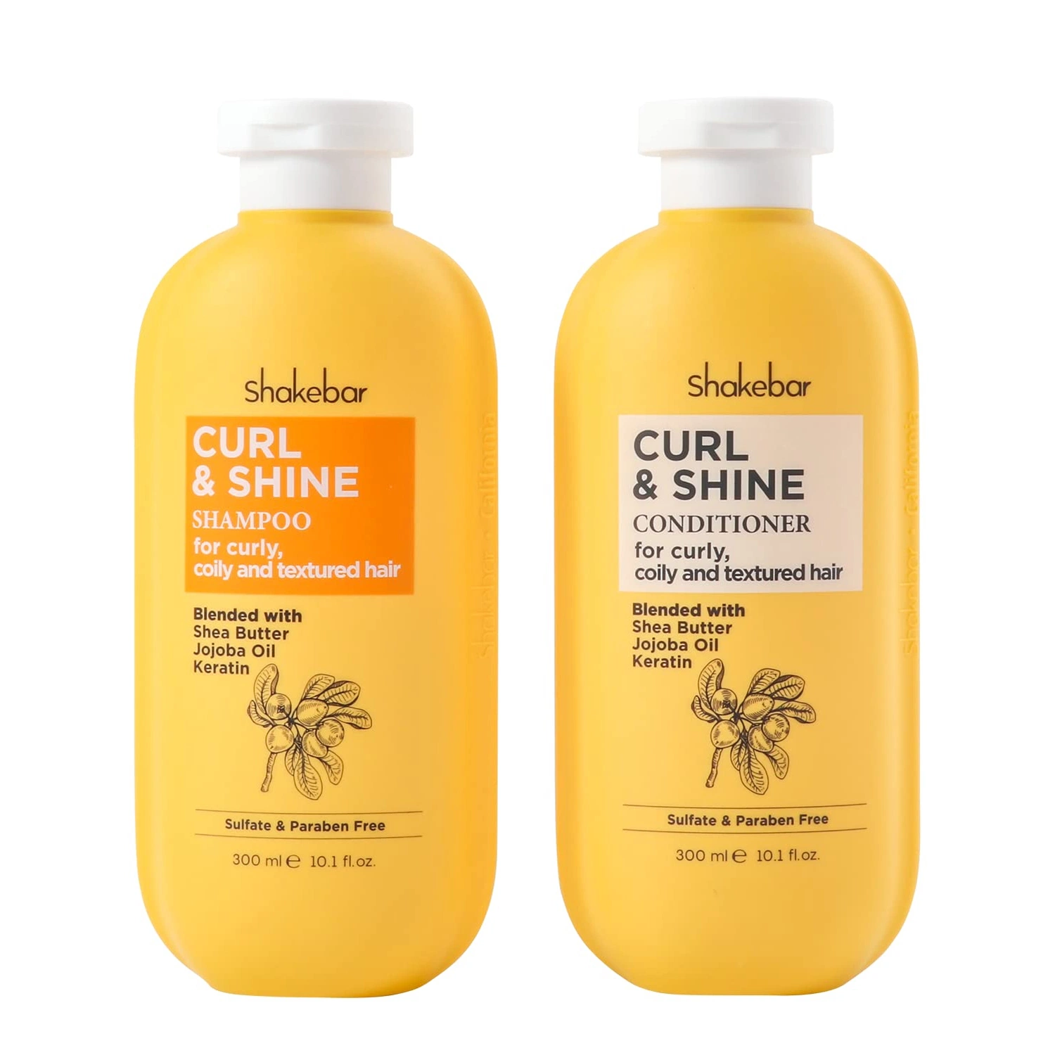 Shakebar Productos de Cuidado del Cabello 300ml Sulfato Keratina Curly libre Champú de pelo y acondicionador