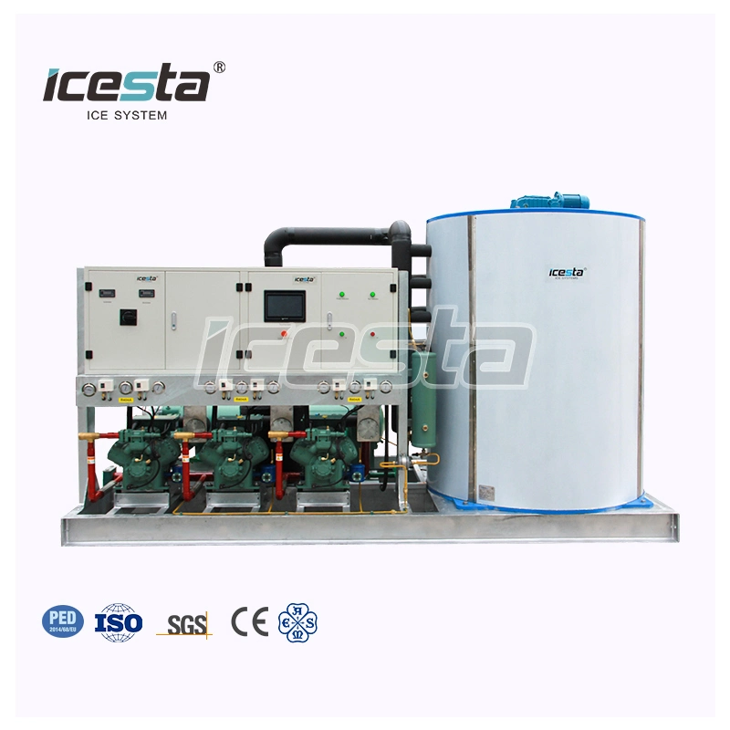 تخصيص Icesta التلقائي توفير الطاقة الإنتاجية العالية الخدمة الطويلة العمر 1T 2T 5t 10T 20t 30t ماكينة ثلج التدفق