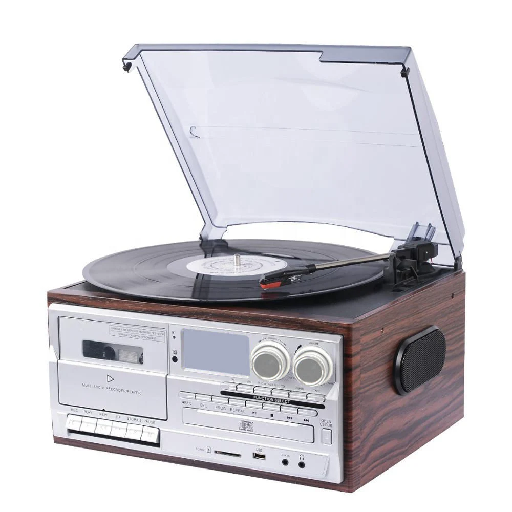 Портативный ретро FM am кассетный магнитофон CD Turntable винил запись Игрок