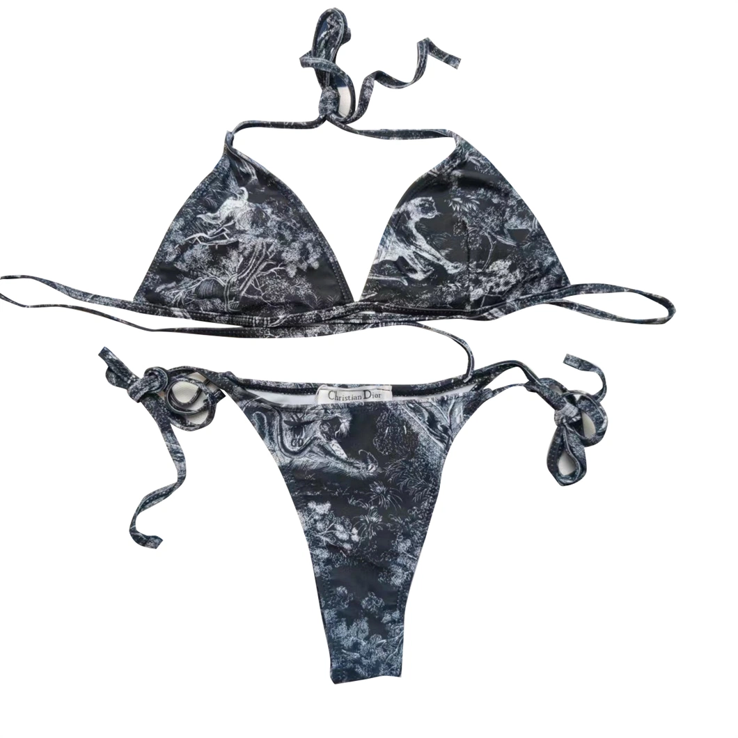 2022 Bañador mujeres de lujo famosa Marca de animal Print dos-Piece corbata Ropa de baño de cuerda Sexy Thong Bikini al por mayor Bañuelo de baño de bikini