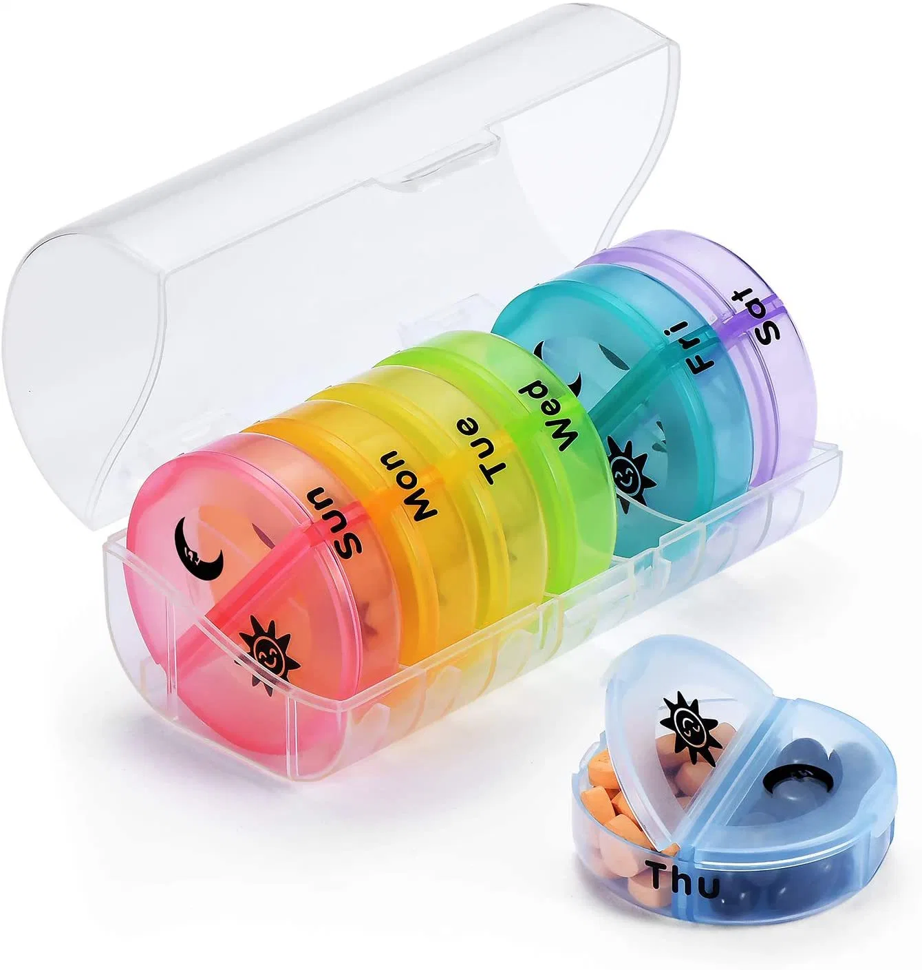 Eco-Friendly Weekly Pill Organizer 7 Days Pill Storage Case 7 Compartment Pill Box