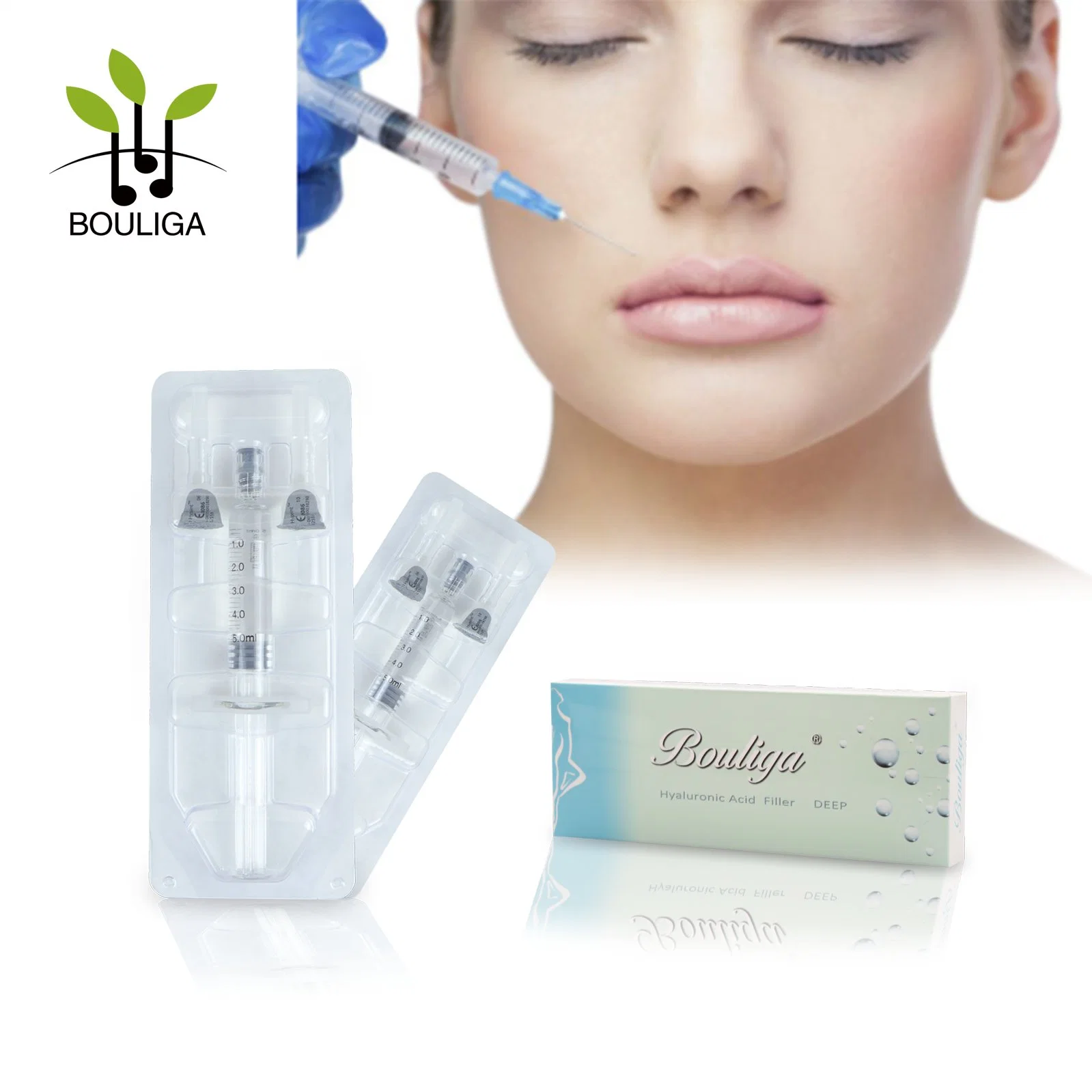 Ha Dérmico facial Wrinkle filler ácido hialuronato de sódio