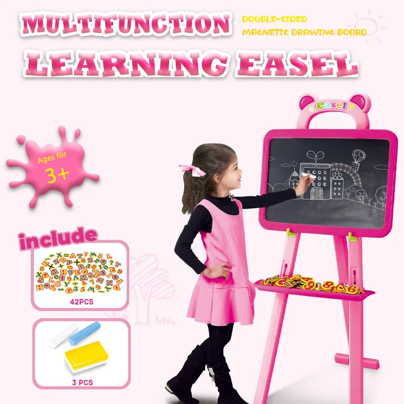 Multifunctional Painting Writing Easel Learning Set Double-Sided Blackboard Whiteboard Magnetic Drawing Board Toy for Kids