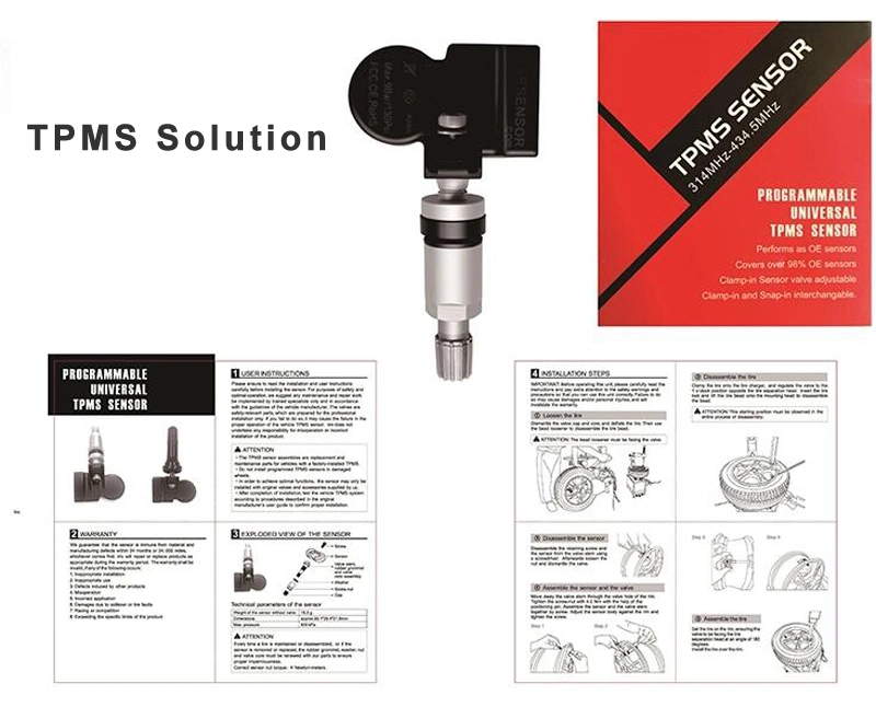 Programmierbarer TPMS-Sensor für Universal OE-Ersatz mit Klemmvorrichtung