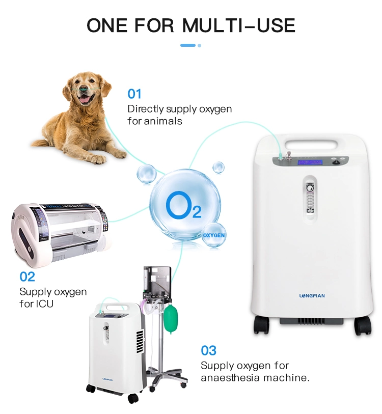 ICU and Pet Cages Use Medical Oxygen-Concentrator 5l with Vet Anaesthesia Machine