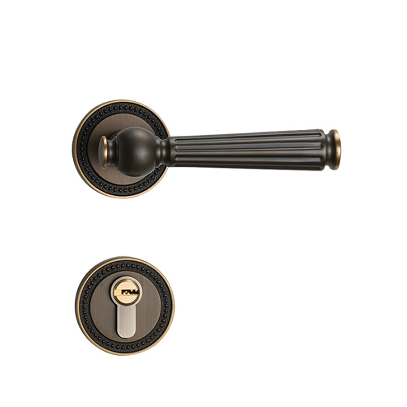 Mute All Copper Room Wooden Door Lock Gold Home Door Handle