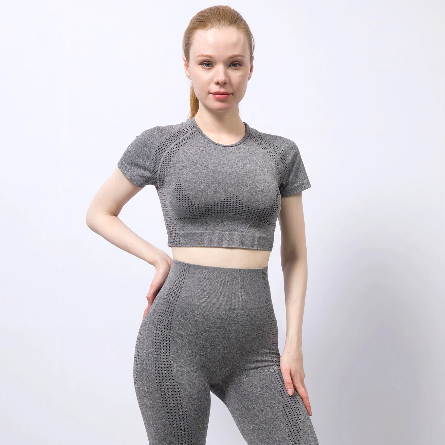 Klassische 5pieces Gym Apparel Yoga Hosen Outfits nahtlose Activewear einzigartig Sportbekleidung für Damen