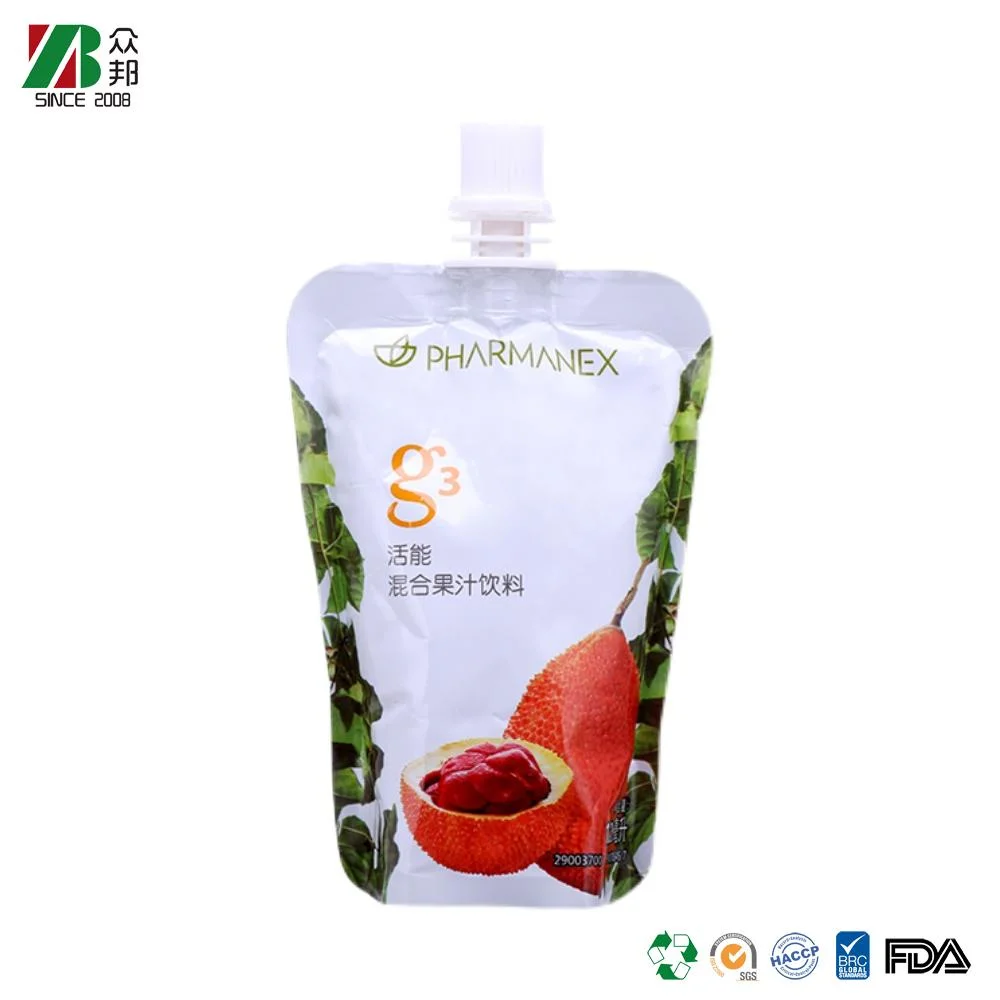 OEM Laminated Pure Raw Pressed Red Juice Hawthorn Pulp Drink Liquid Drink Packing with Spout