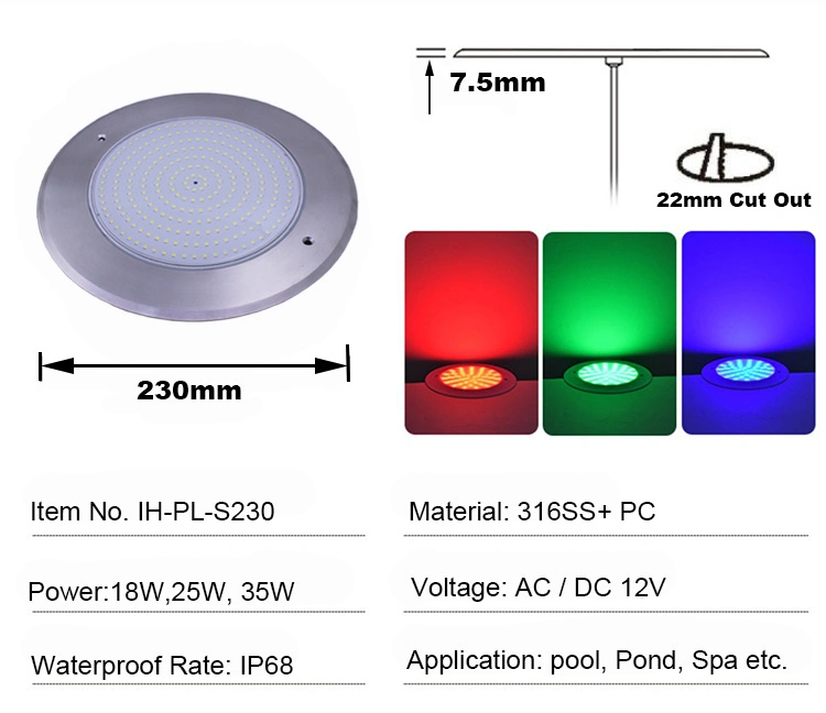 12V DC IP68 8mm Ultradünne LED-Flachleuchten warmweiß Unterwasser rund Swimmingpool LED-Lampe