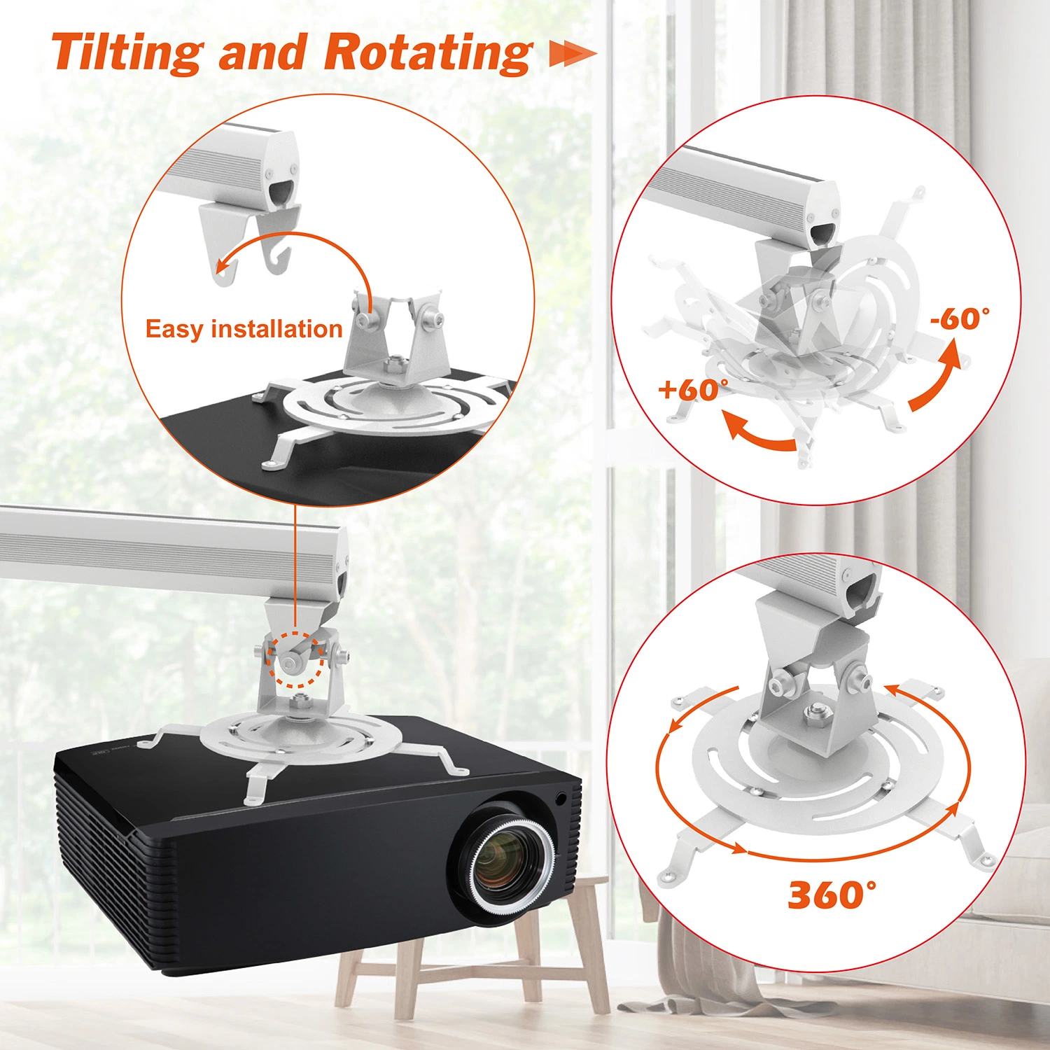 Adjustable Aluminum Alloy Short Projector Mount Wall Projector Bracket