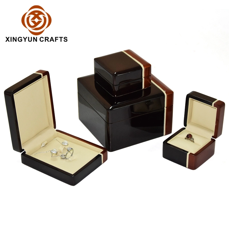 Hot Sell Lxuury Factory Wholesale/Supplier Wooden Jewel Packaging Boxes Wood Ring Box Pendant Box Half Set Box