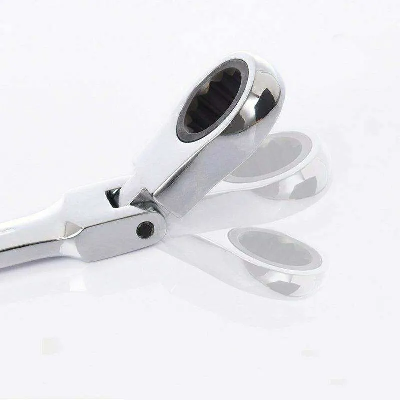 6mm--32mm Chrome Vanadium Steel Flexible Ratchet Ring Spanner with Open End Wrench