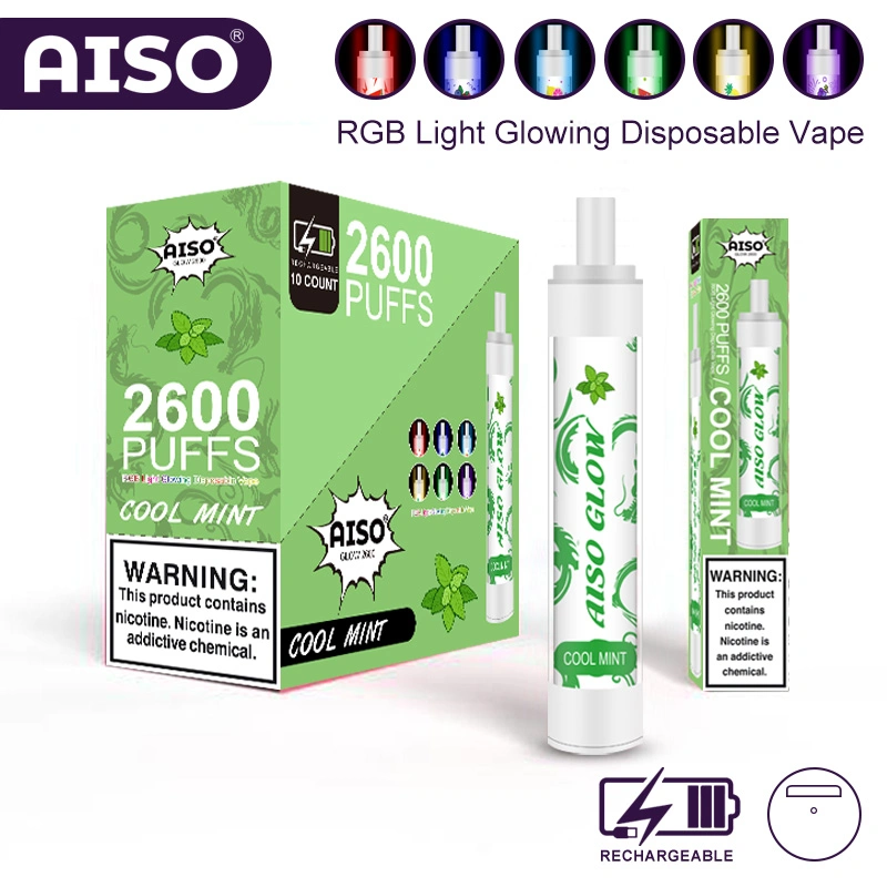 Neueste LED-Licht Aiso Glow 2600 Puffs Großhandel/Lieferant E Zigarette Distributor