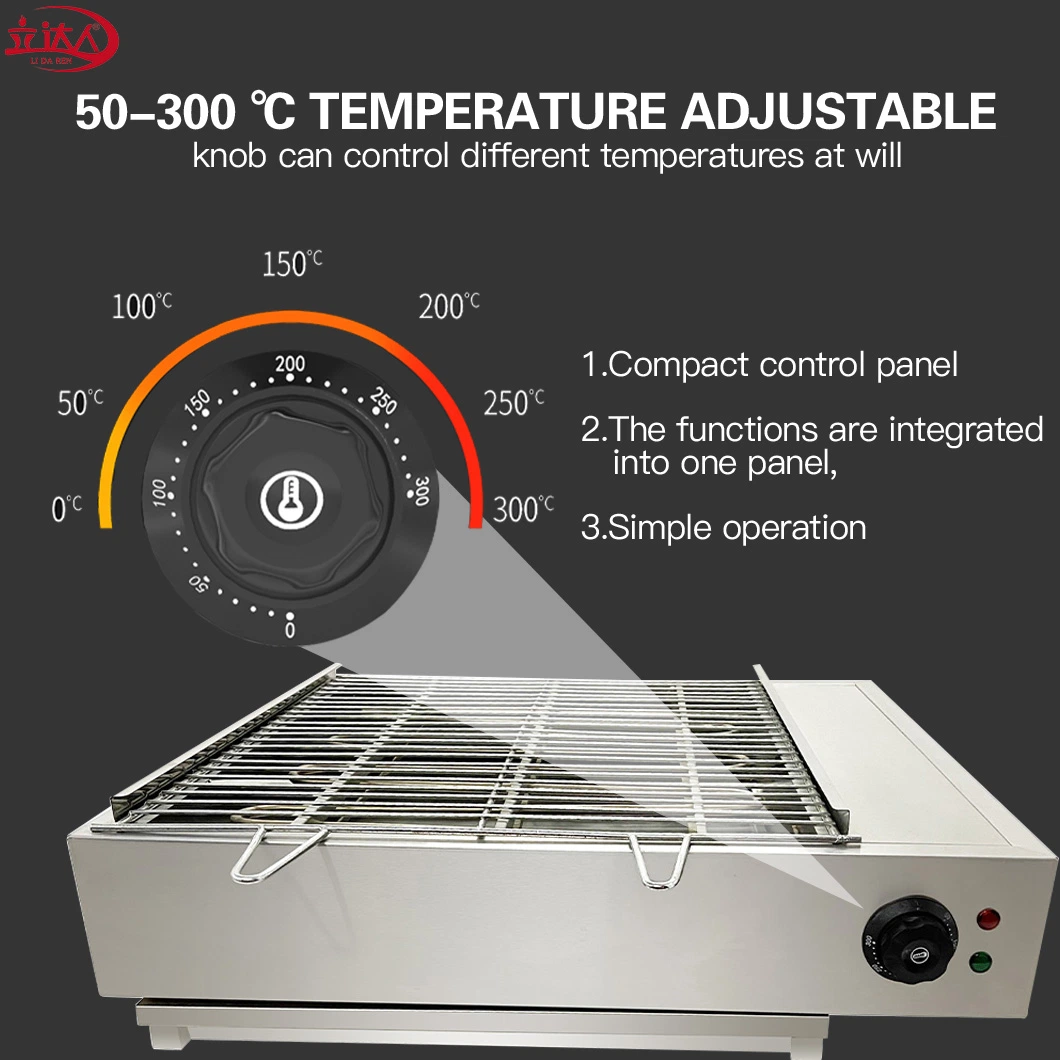 Snack MÁQUINA ELÉCTRICA DE ACERO INOXIDABLE Barbacoa con el interruptor de aire High-Power Table-Top barbacoa Barbacoa de la máquina para la parte