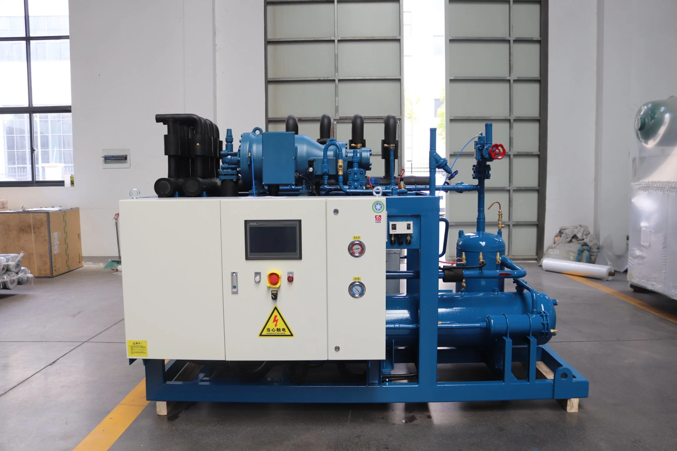 70HP Condensing Unit with Single Frascold Screw Compressor for Frozen Fish Cold Storage