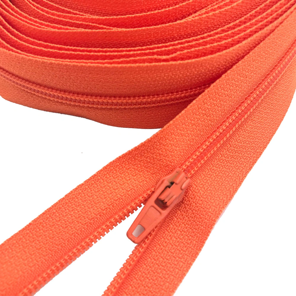 Cor-de-laranja sistema Auto-Lock Zipper fornece 25 cores Zíperes de Nylon rolos