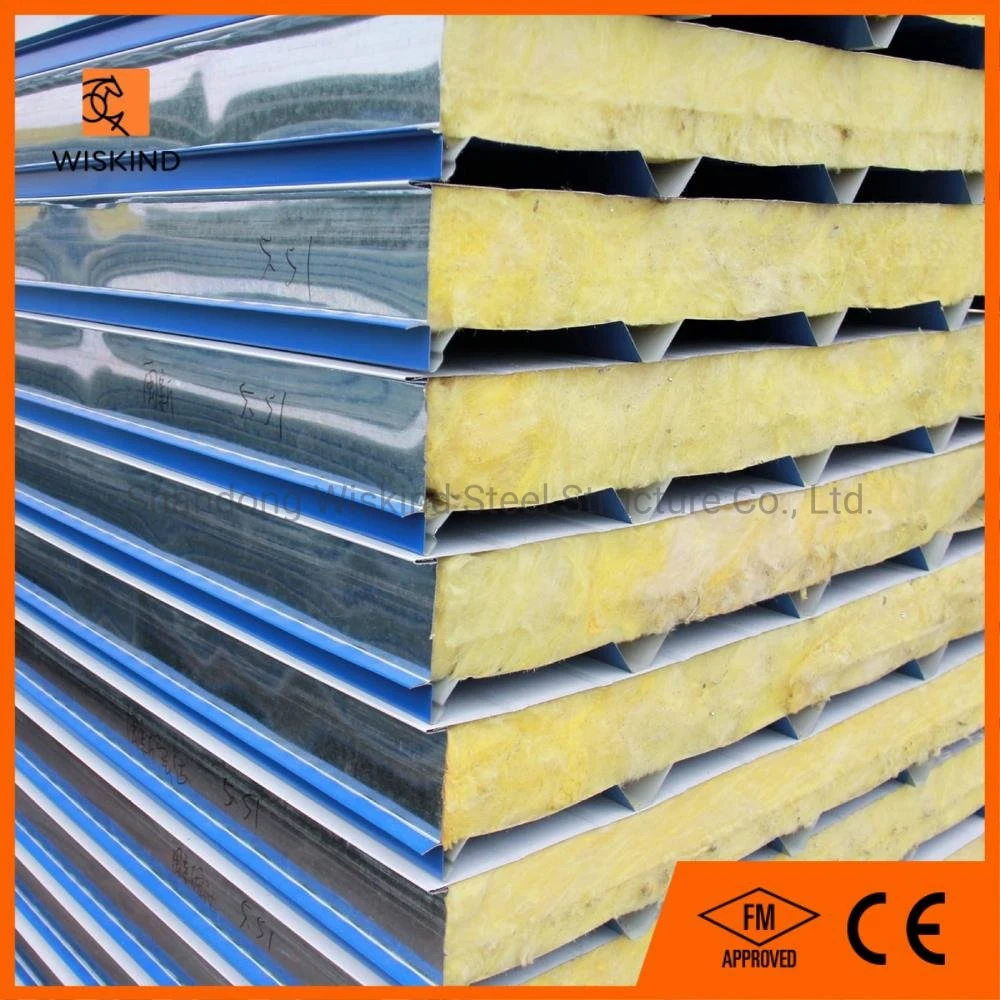 2024 High Desity/Strength/Soundproof Glass Wool +PU Wall/Roof Sandwich Board for Steel Building with CE/FM