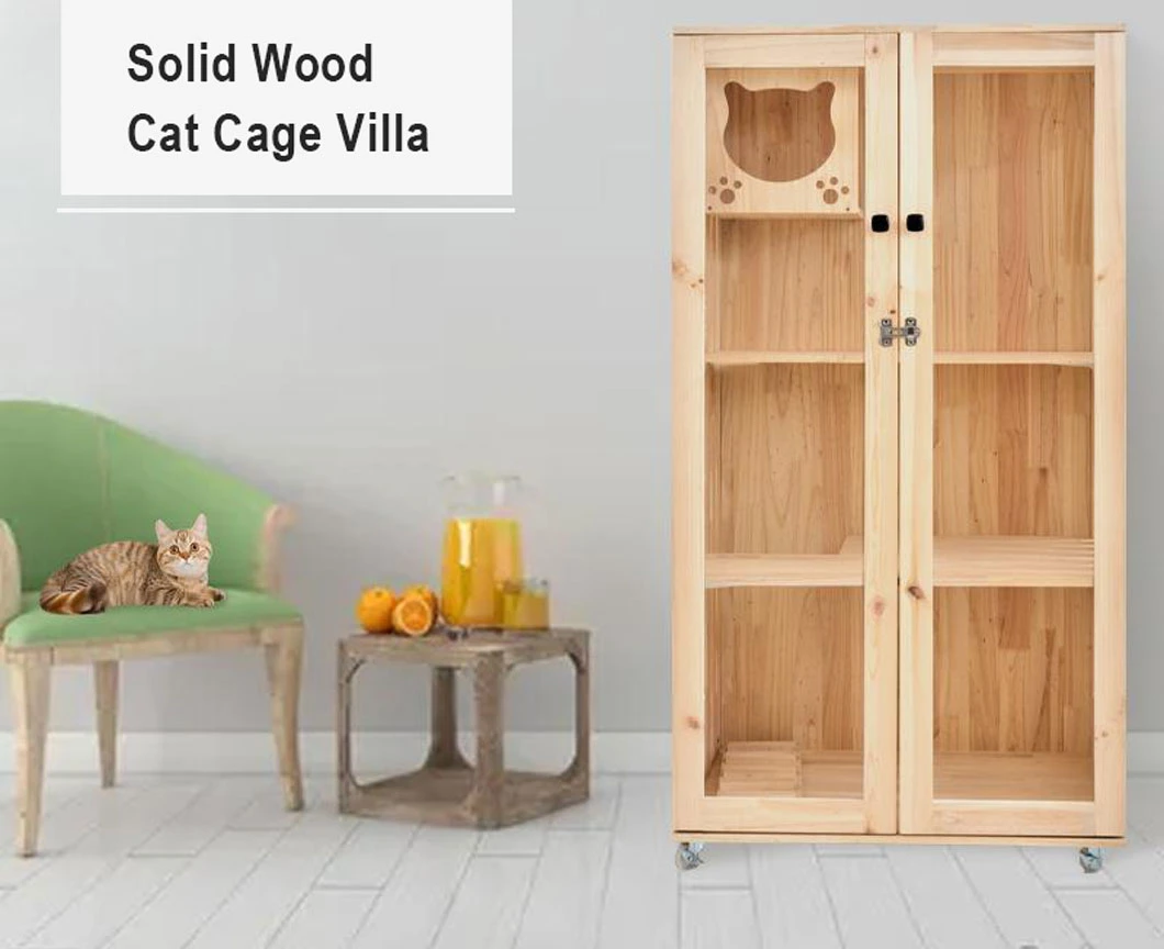 2021 Hot Sell Pet Favorite Home Clean Warm and Steady Wooden Cat Pet Cage