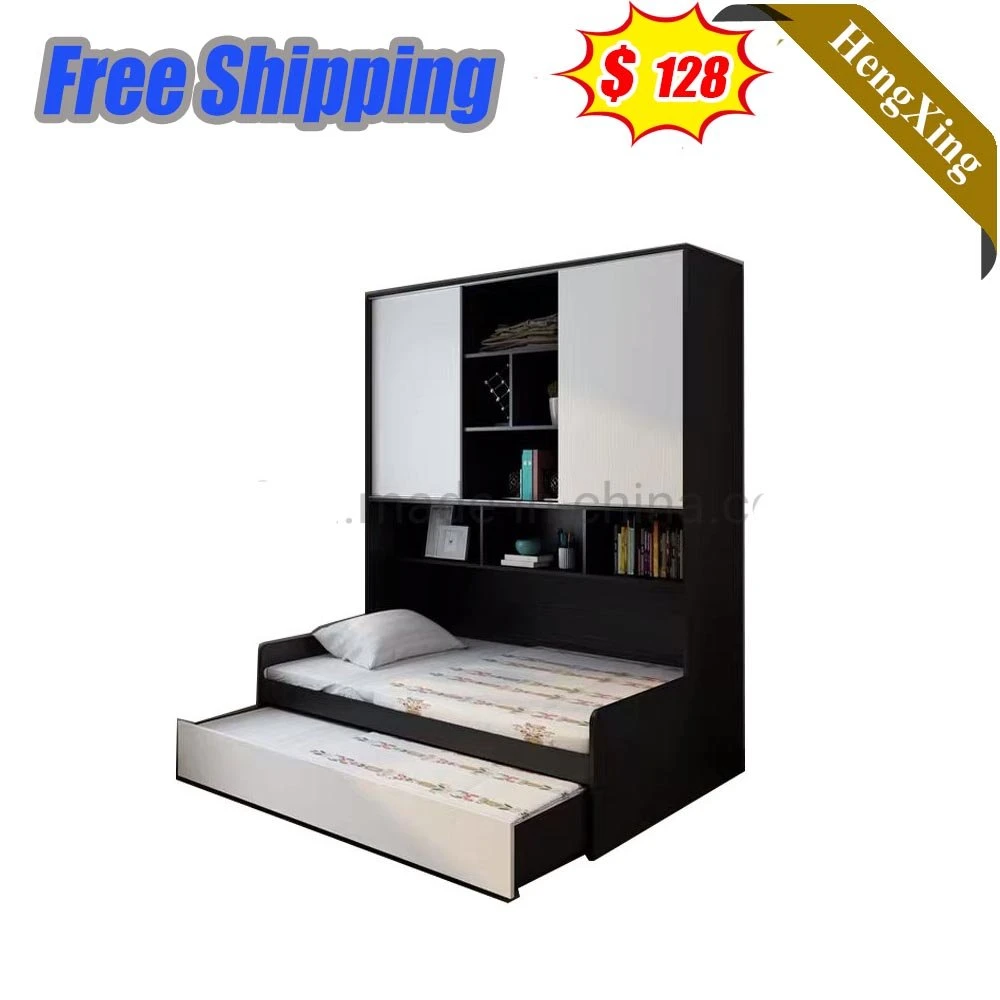 Modern Wholesale Wooden Black Children Bedroom Furniture Set Murphy Wall Double Single Kids Beds Bunk Bed Set