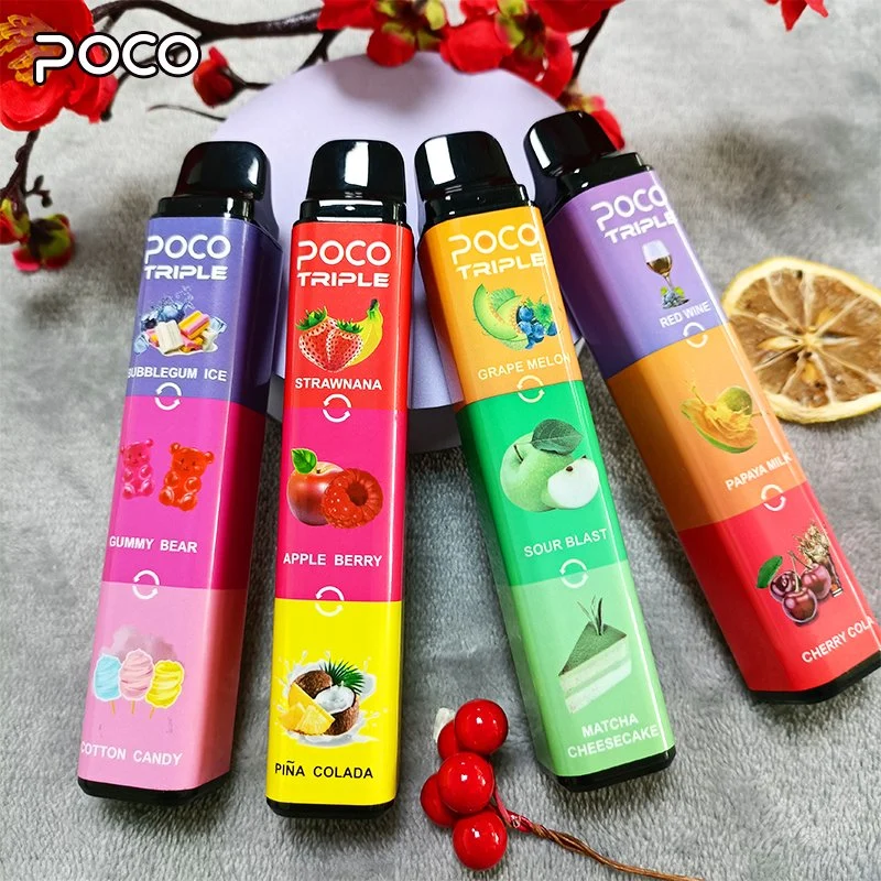 Poco Triple Rechargeable Airflow Adjustable 3600 Puff E-Cigarette Wholesale 3 in 1 Disposable Vape