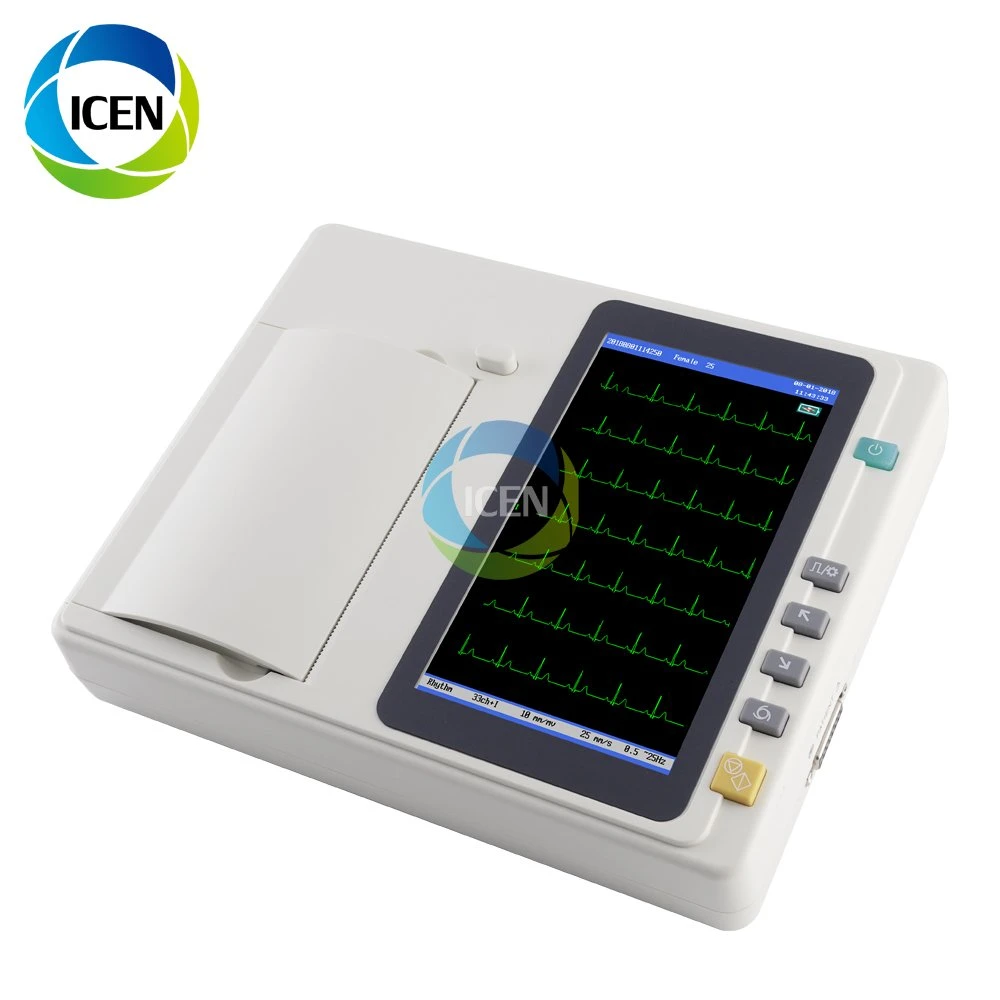 in-601 Cheap Monitor Electrocardiograma 12 Lead 6 Channel Portable ECG EKG Machine