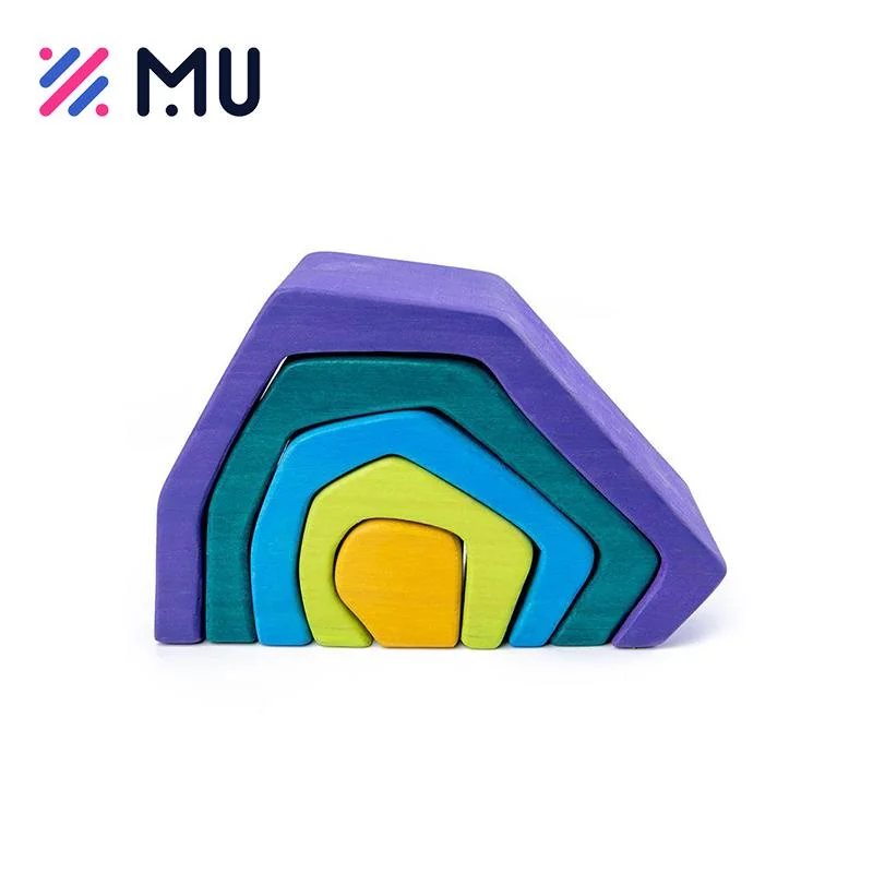 Boys Girls Wholesale Wooden Blocks Baby Rainbow Tree Colors Stone Montessori Toys for Toddlers Children