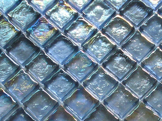 Stock Bathroom Wavy Cracked Broken Iridescent Crystal Hexagon Glass Mosaic Tile