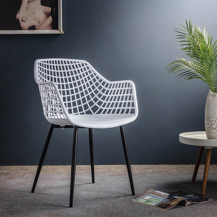 High Quality Home Furniture Modern Design China Factory Plastic Mesh Chair Dining Room PP Seat Plastic Dining Chairs