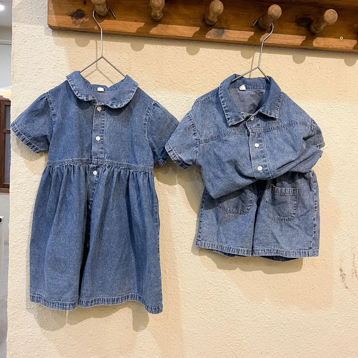 Costume de denim Short Sleeve été robe vêtements de bébé vêtements de bébé