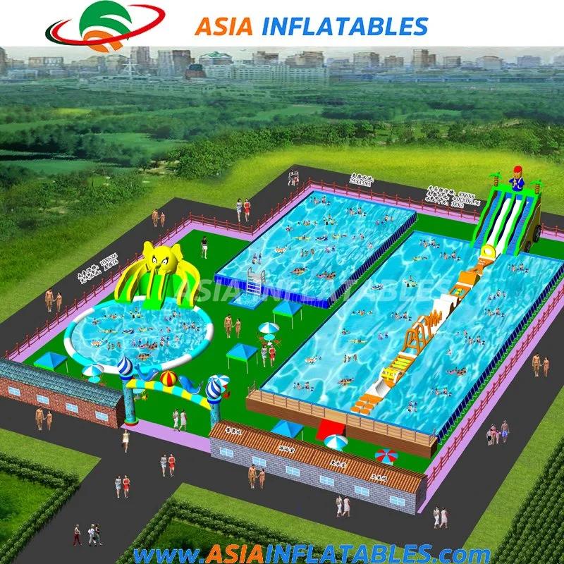 Ground Inflatable Water Amusement Park with Inflatable Water Slip N Slide