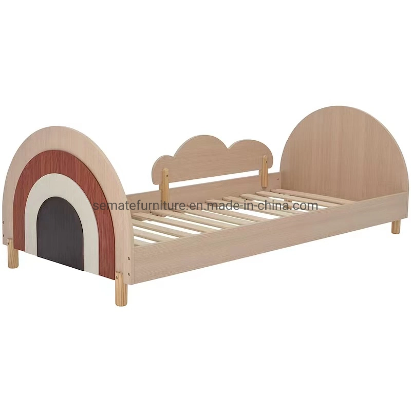 Factory Custom Design Kids Furniture Wooden Bed Frame Kids Toddler Bed with Safety Rail