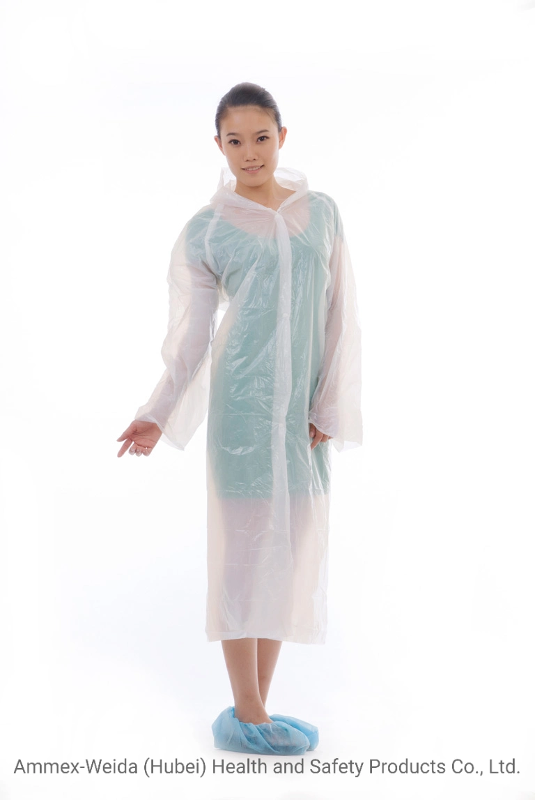 Disposable PE Visitor Coat with Long Sleeves for Prevent Dust and Waterproof in Factory or Visiting Workshop