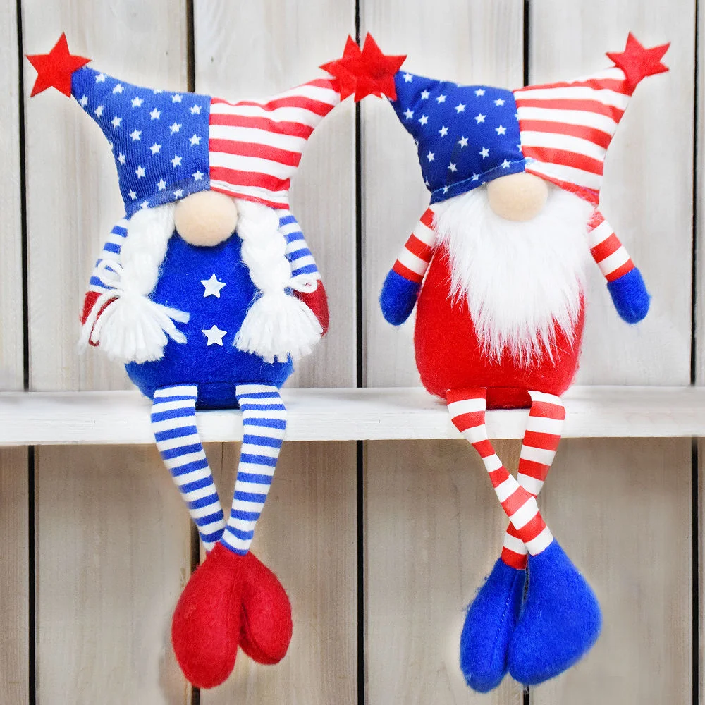 Handmade Gnomes Doll American Flag Veteran's Day Decorations Gnomes