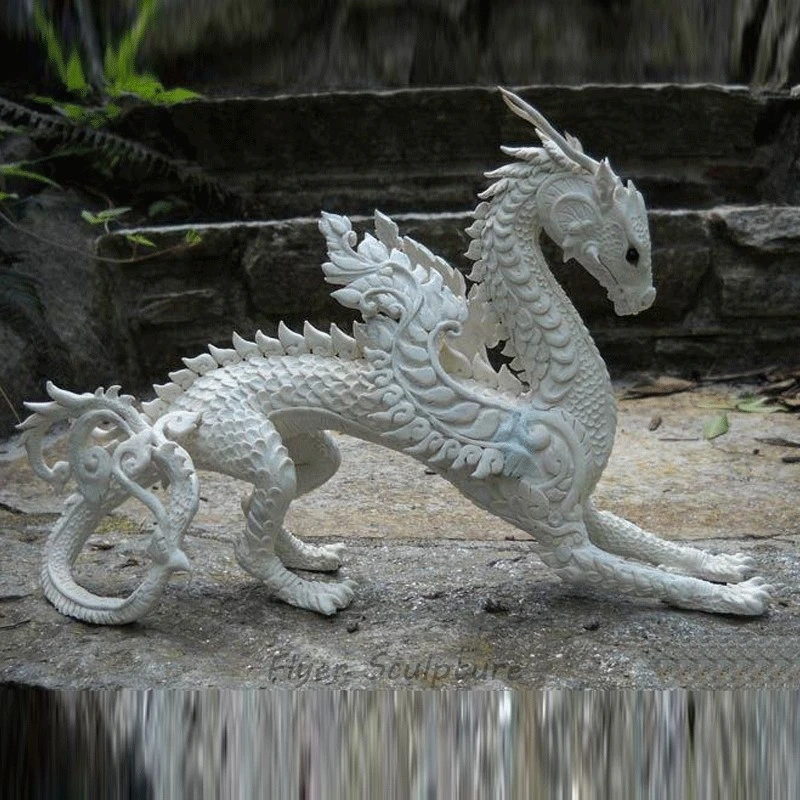 Hand Carved Outdoor Garden Decoration Natural Large Life Size Chinese Dragon Sculpture Marble