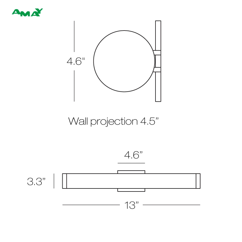 Barra de baño con difusor de vidrio opal Vainity montado en pared para Baño o dormitorio