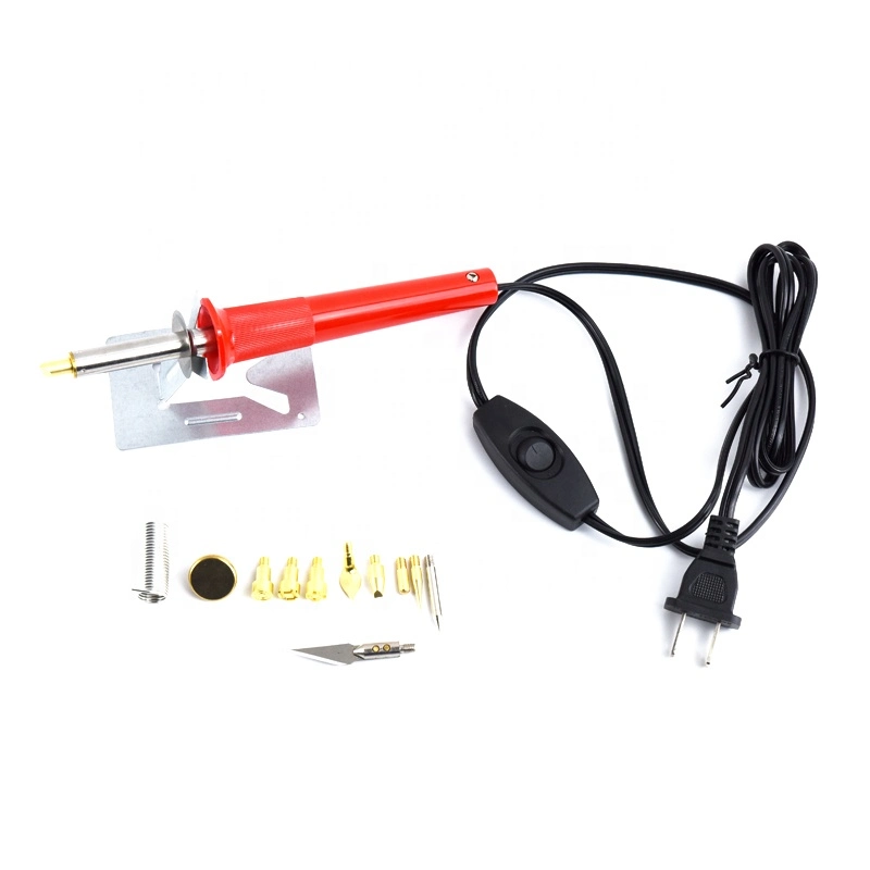 120V 30W Us Plug 9 Tips Orange Handle Woodburning Pen Soldering Iron Hobby Kit Tool with Switch on/off