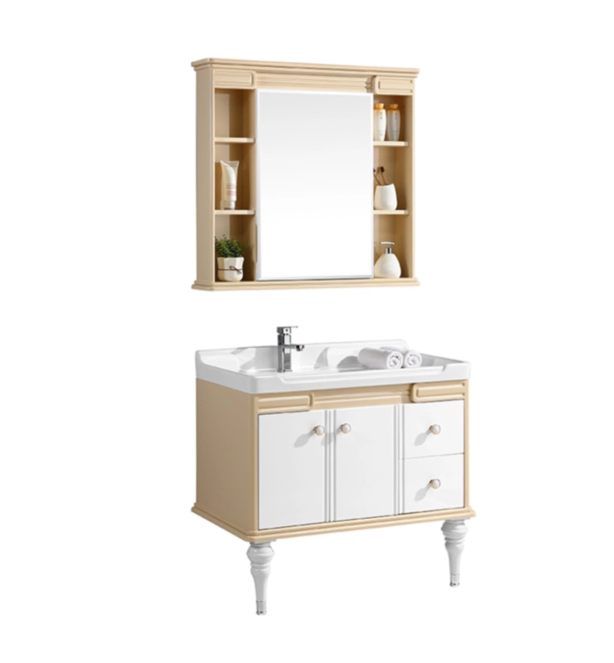 Luxury Modern Modular High and Waterproof Custom White Bathroom Vanity Cabinet