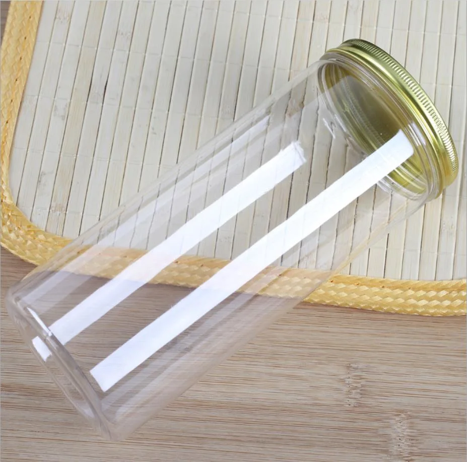 200-1500ml PET transparent large bouche ronde en spirale pots en plastique du miel de l'écrou de la sauce de biscuit de boîtes de conserve